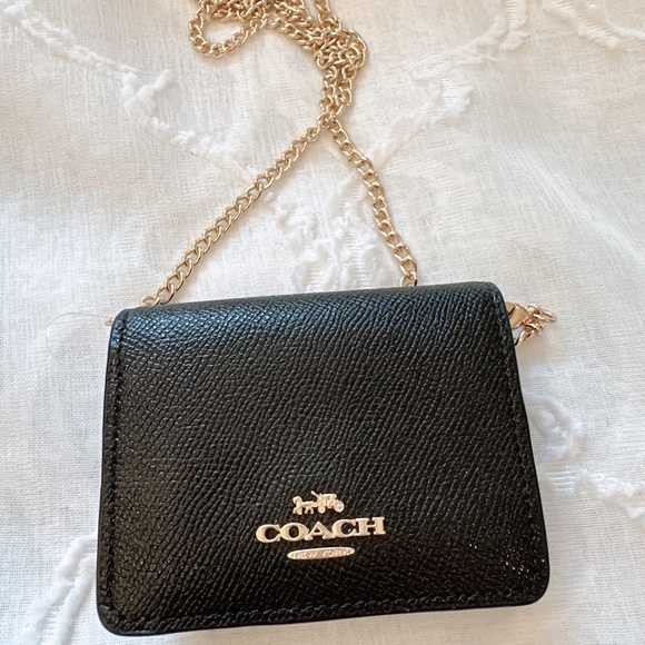 NWT Coach Mini Wallet On A Chain Black - Picture 12 of 12